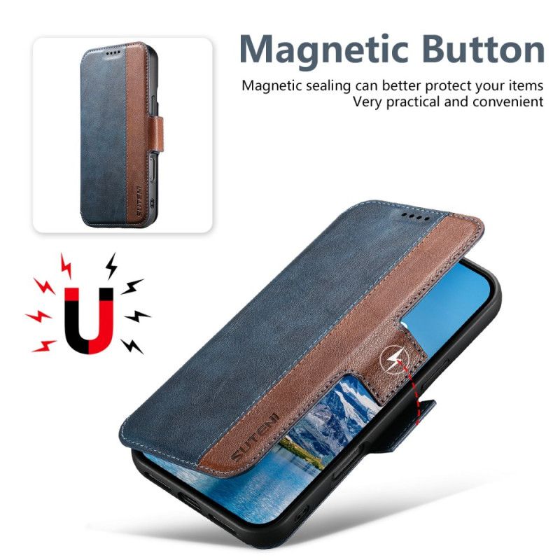 Flip Cover iPhone 17 Magsafe Tofarvet Tekstureret Læder