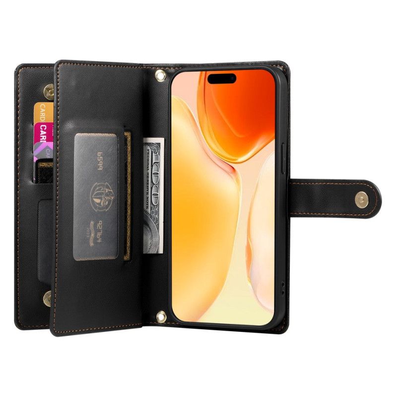 Flip Cover iPhone 17 Pung Med Lynlåslomme Og Stropper