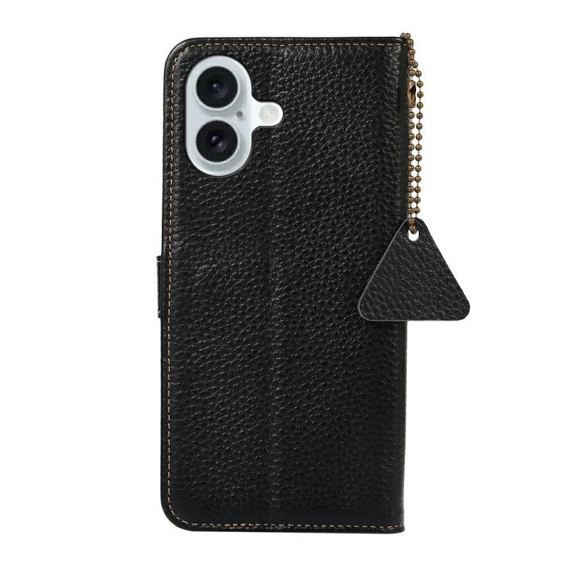 Flip Cover iPhone 17 Rfid-blokerende Litchilæder