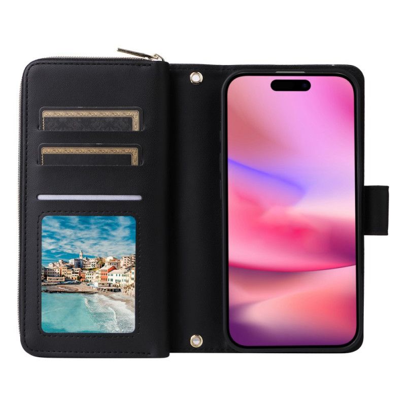 Læder Cover iPhone 17 Pung Med 9 Kortpladser Og Snor