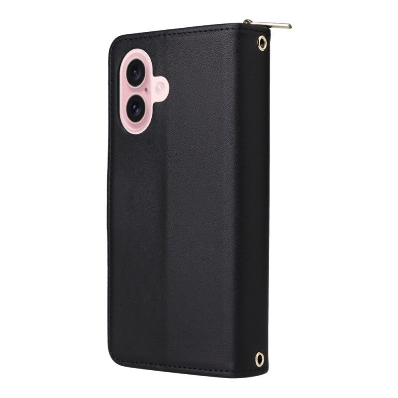 Læder Cover iPhone 17 Pung Med 9 Kortpladser Og Snor