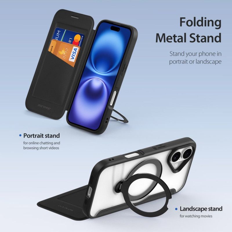 Læder Cover iPhone 17 Telefon Etui Magsafe Skin X Pro-serien Med Dux Ducis-stativ
