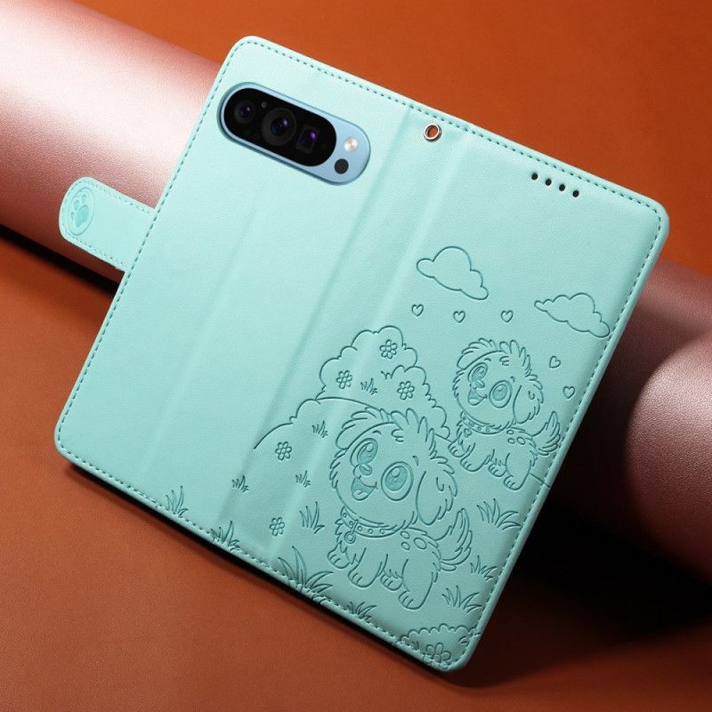 Flip Cover Google Pixel 10 Pro Xl Rfid-blokering Og Hundemønster