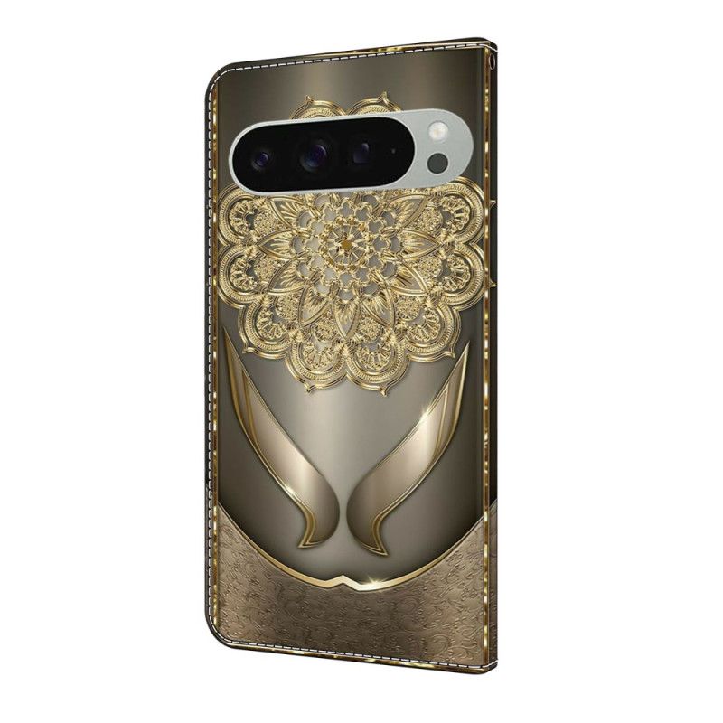 Flip Cover Til Google Pixel 10 Pro Xl Guldblomstermønster