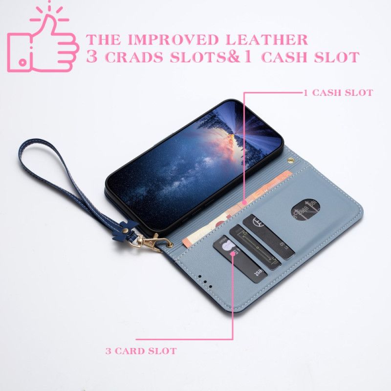 Læder Cover Google Pixel 10 Pro Xl Telefon Etui Butterfly Med Snor