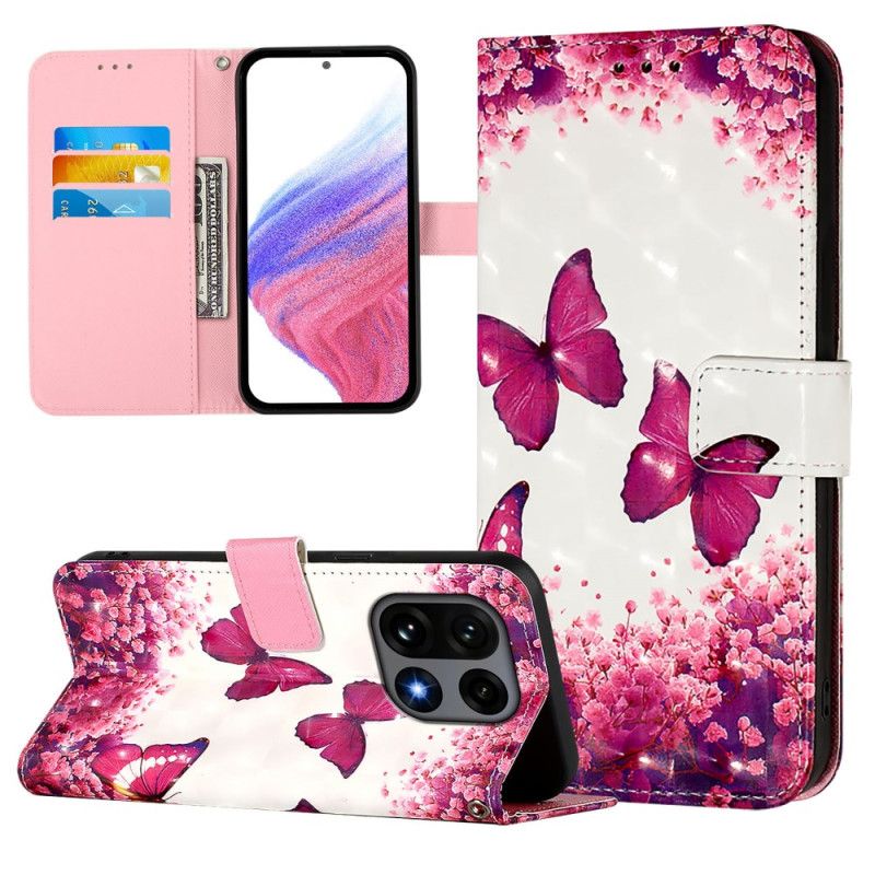 Flip Cover Oneplus 15 Lyserøde Sommerfugle