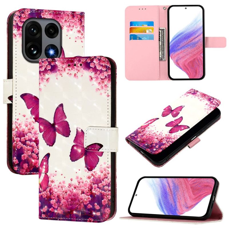 Flip Cover Oneplus 15 Lyserøde Sommerfugle