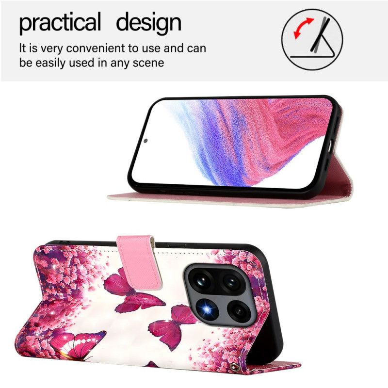 Flip Cover Oneplus 15 Lyserøde Sommerfugle