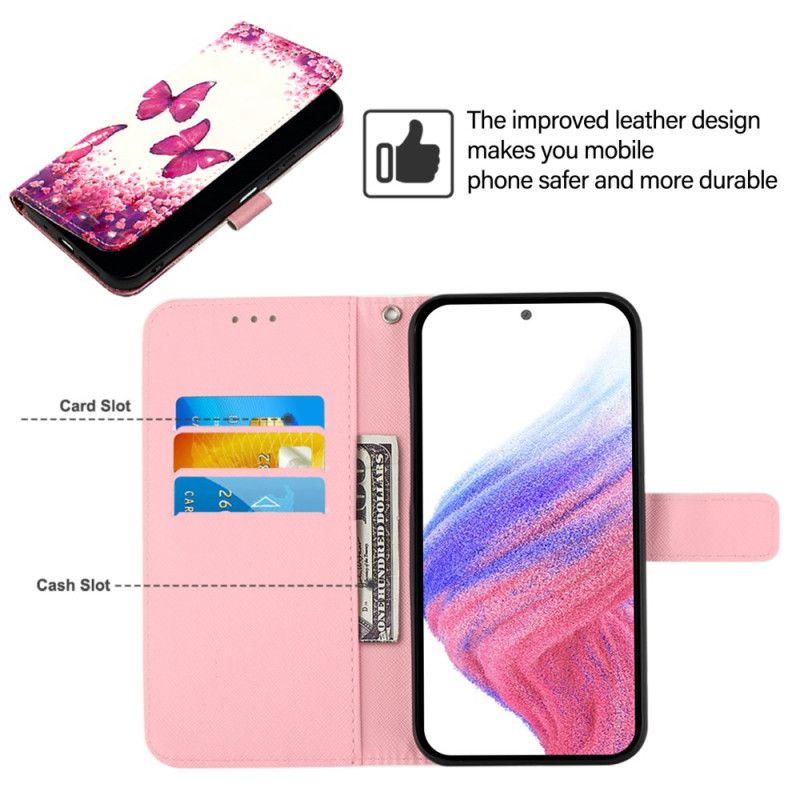 Flip Cover Oneplus 15 Lyserøde Sommerfugle