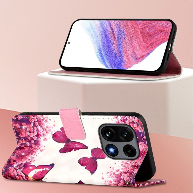 Flip Cover Oneplus 15 Lyserøde Sommerfugle