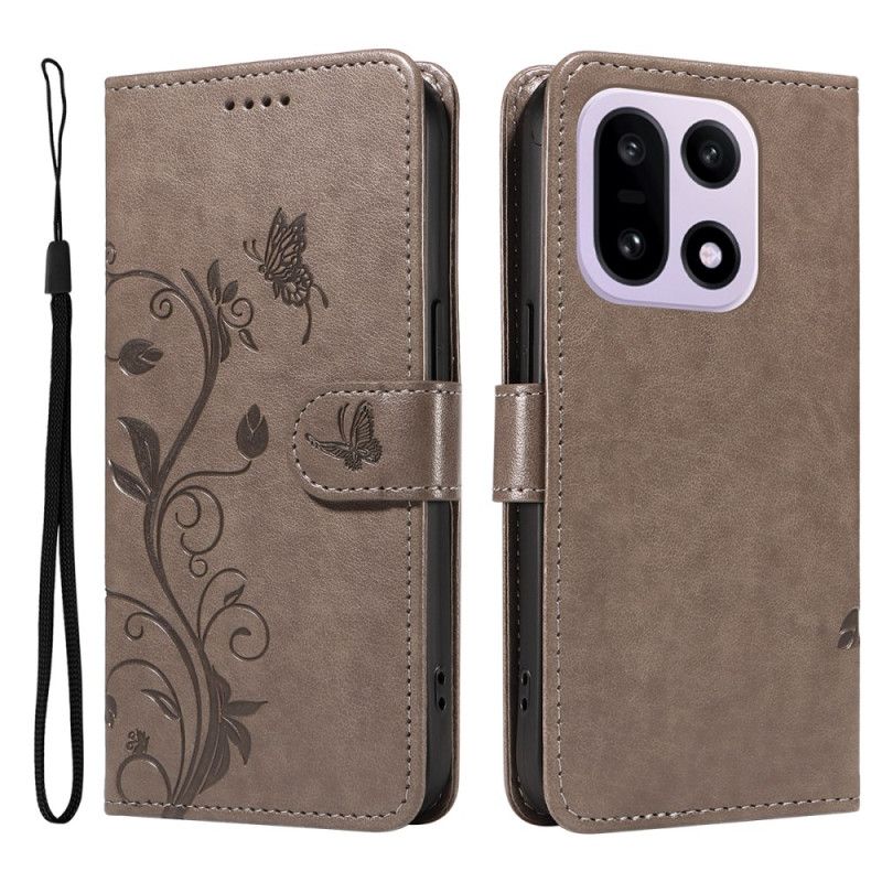 Læder Cover Oneplus 15 Blomstermønster
