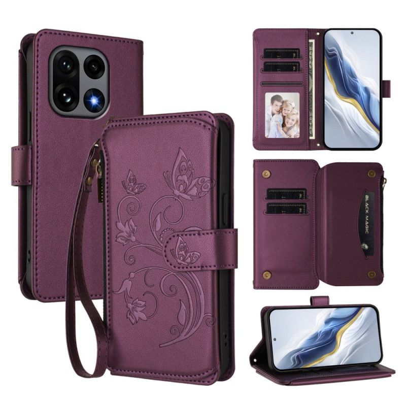 Læder Cover Oneplus 15 Telefon Etui Blomsterpung Med Rem