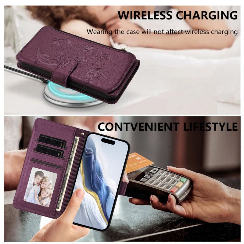 Læder Cover Oneplus 15 Telefon Etui Blomsterpung Med Rem