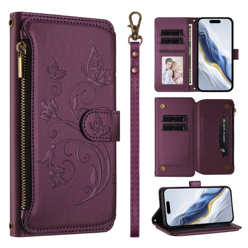 Læder Cover Oneplus 15 Telefon Etui Blomsterpung Med Rem