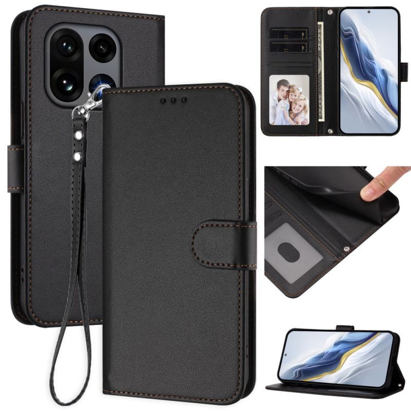 Læder Cover Oneplus 15 Telefon Etui Ensfarvet Med Rem