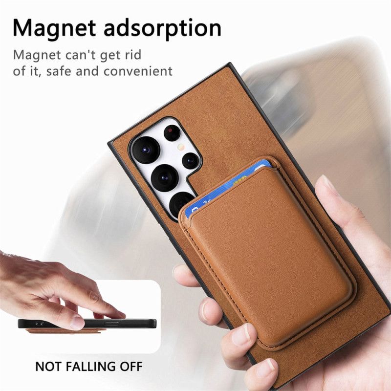 Cover Samsung Galaxy S25 Ultra 5g Aftagelig Magnetisk Kortholder I Ruskindstil