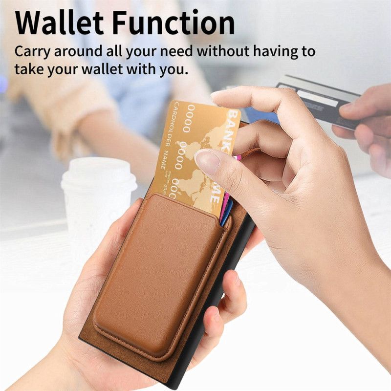 Cover Samsung Galaxy S25 Ultra 5g Aftagelig Magnetisk Kortholder I Ruskindstil