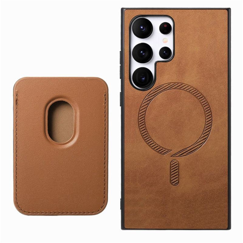 Cover Samsung Galaxy S25 Ultra 5g Aftagelig Magnetisk Kortholder I Ruskindstil