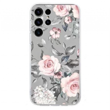 Cover Samsung Galaxy S25 Ultra 5g Blomstermønster På Grå Baggrund