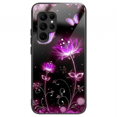 Cover Samsung Galaxy S25 Ultra 5g Telefon Etui Blomster Og Sommerfugle I Hærdet Glas
