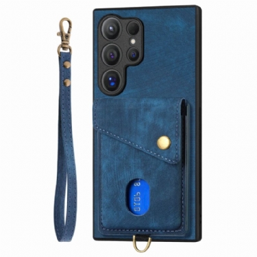 Cover Samsung Galaxy S25 Ultra 5g Telefon Etui Ruskindseffekt Med Kortholder Og Stativ
