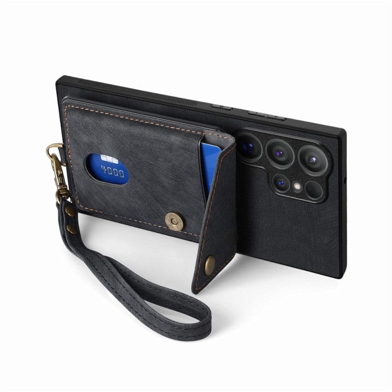 Cover Samsung Galaxy S25 Ultra 5g Telefon Etui Ruskindseffekt Med Kortholder Og Stativ