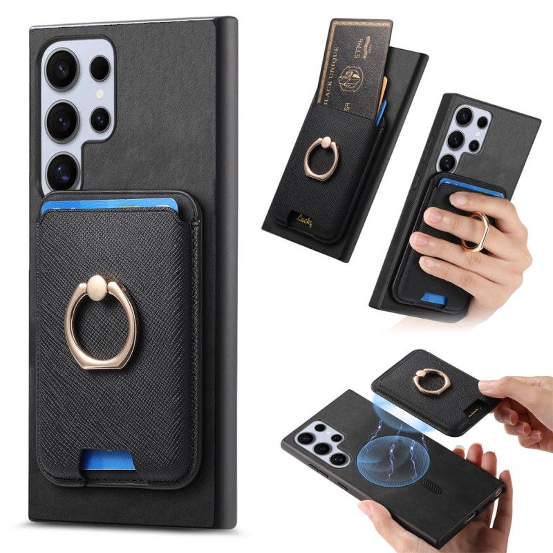 Cover Til Samsung Galaxy S25 Ultra 5g Aftagelig Magnetisk Kortholder Og -stativ