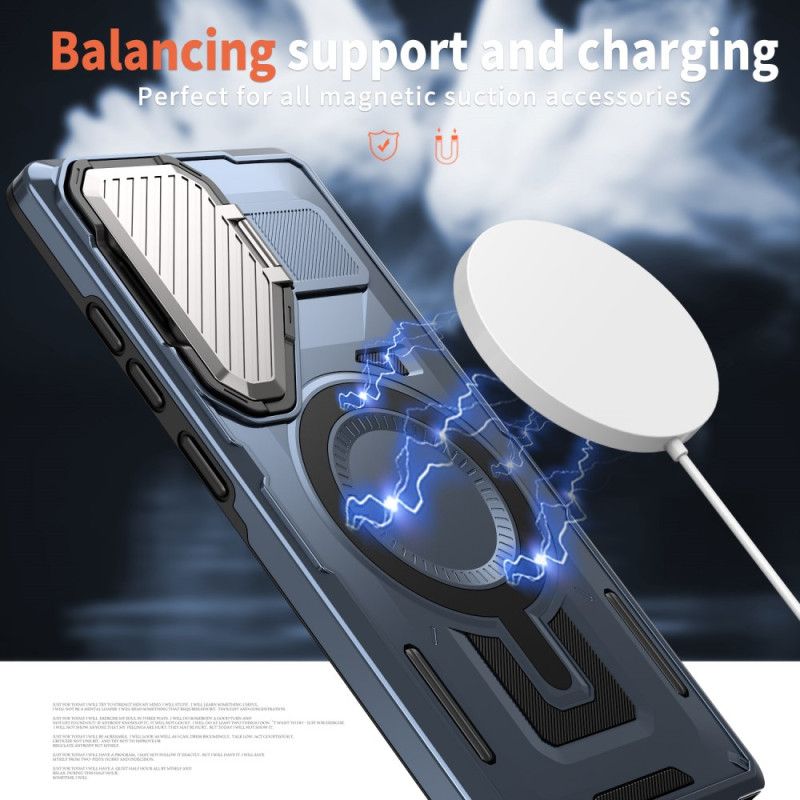 Cover Til Samsung Galaxy S25 Ultra 5g Metallisk Effekt Med Linsedæksel Og Stativ