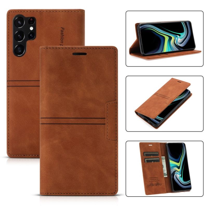 Flip Cover Samsung Galaxy S25 Ultra 5g Dobbelte Linjer