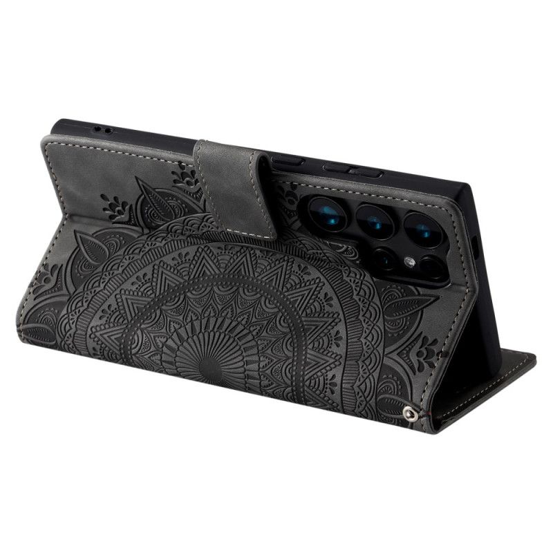 Flip Cover Samsung Galaxy S25 Ultra 5g Mandala Med Ruskindseffekt