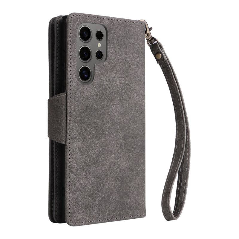 Flip Cover Samsung Galaxy S25 Ultra 5g Pung Med Ruskindseffekt Og Rem