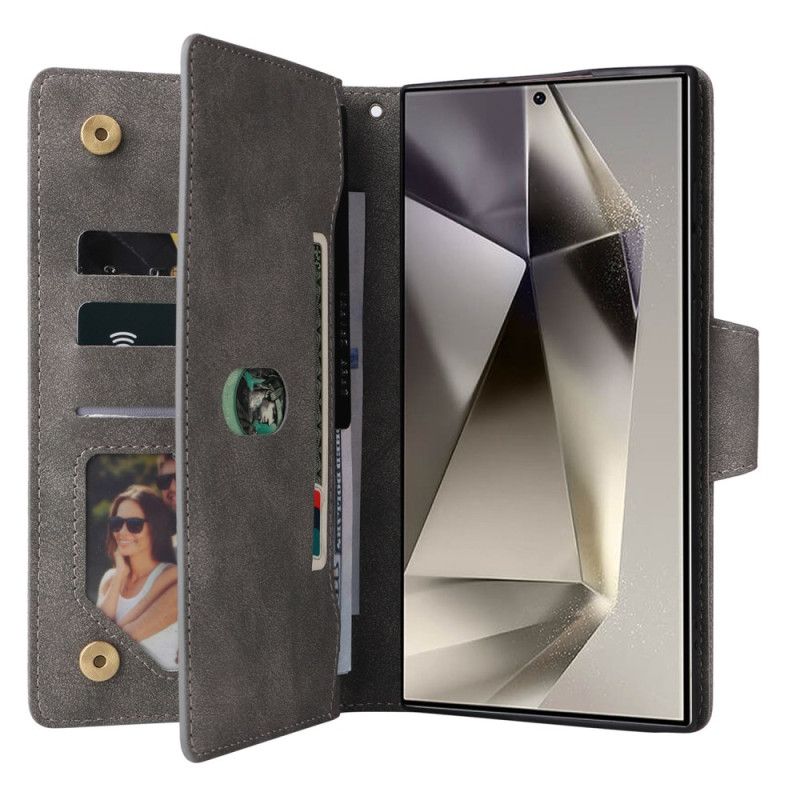 Flip Cover Samsung Galaxy S25 Ultra 5g Pung Med Ruskindseffekt Og Rem