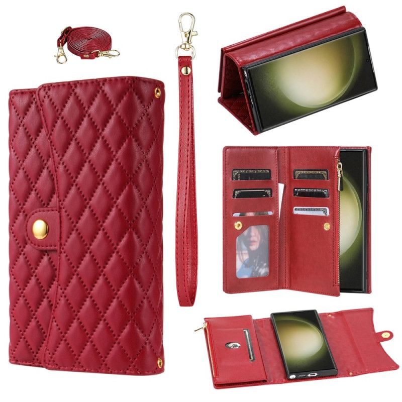 Flip Cover Samsung Galaxy S25 Ultra 5g Quiltet Pung Med Skulderrem