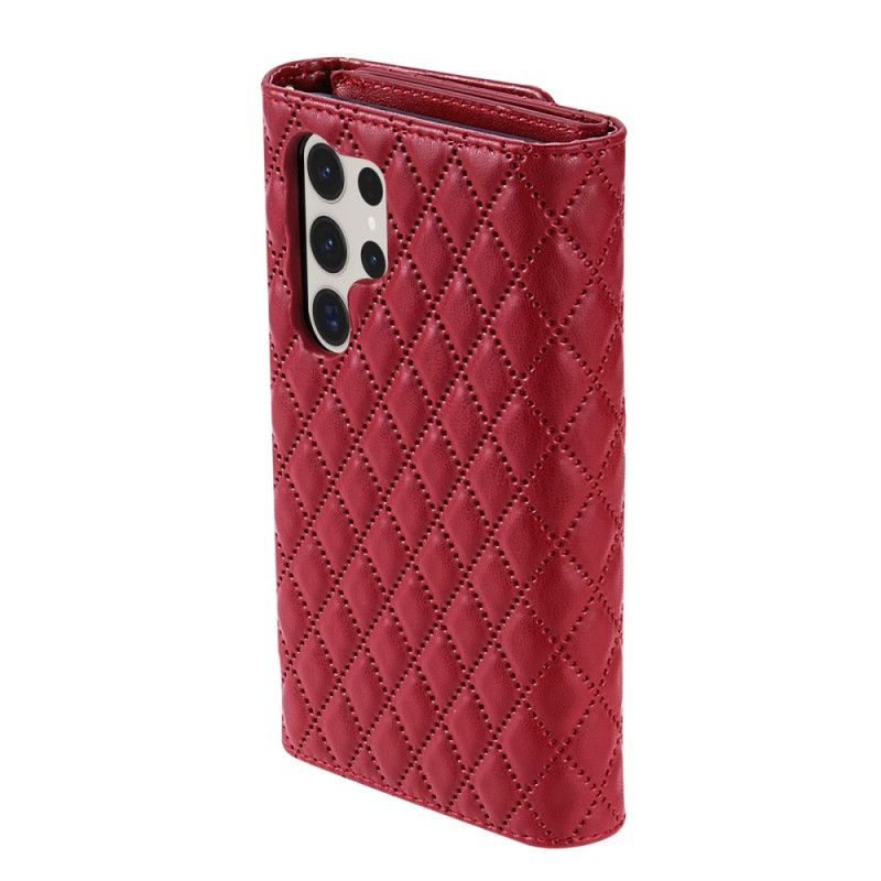 Flip Cover Samsung Galaxy S25 Ultra 5g Quiltet Pung Med Skulderrem