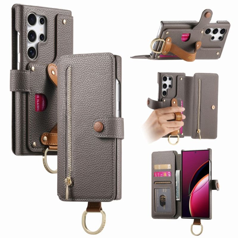 Flip Cover Samsung Galaxy S25 Ultra 5g Rfid-beskyttet Pung Med Etui Og Ringholder