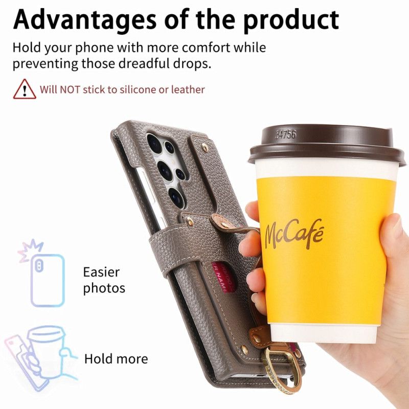 Flip Cover Samsung Galaxy S25 Ultra 5g Rfid-beskyttet Pung Med Etui Og Ringholder