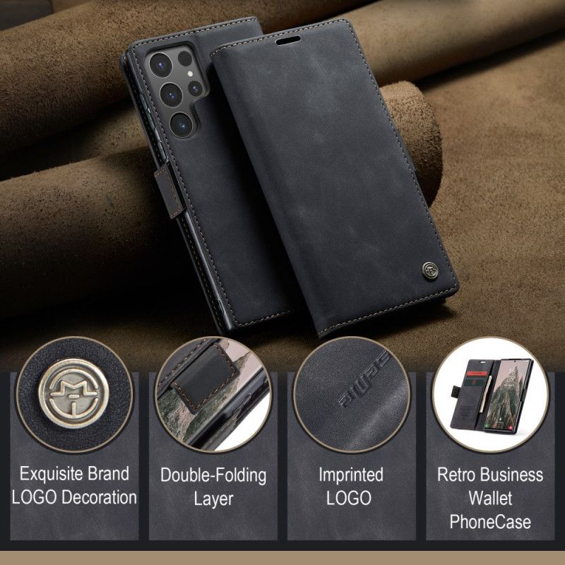 Flip Cover Til Samsung Galaxy S25 Ultra 5g Caseme Med Ruskindseffekt