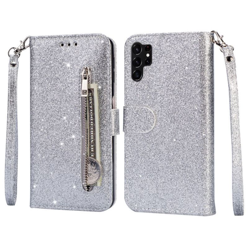 Flip Cover Til Samsung Galaxy S25 Ultra 5g Glitteretui Med Rem