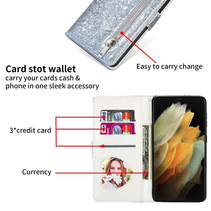 Flip Cover Til Samsung Galaxy S25 Ultra 5g Glitteretui Med Rem