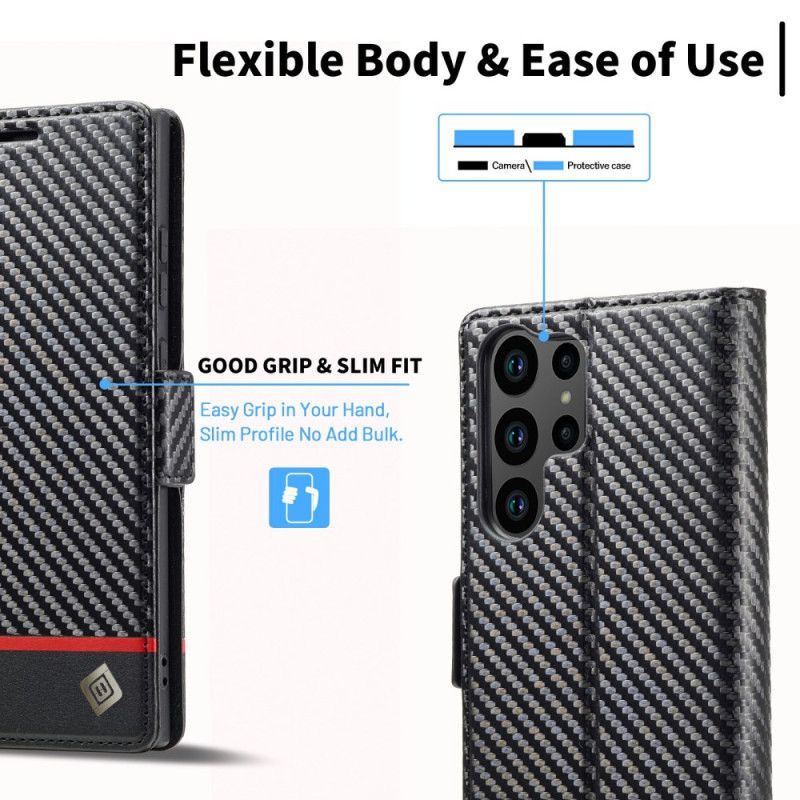 Flip Cover Til Samsung Galaxy S25 Ultra 5g Kulfiber Lc.imeeke