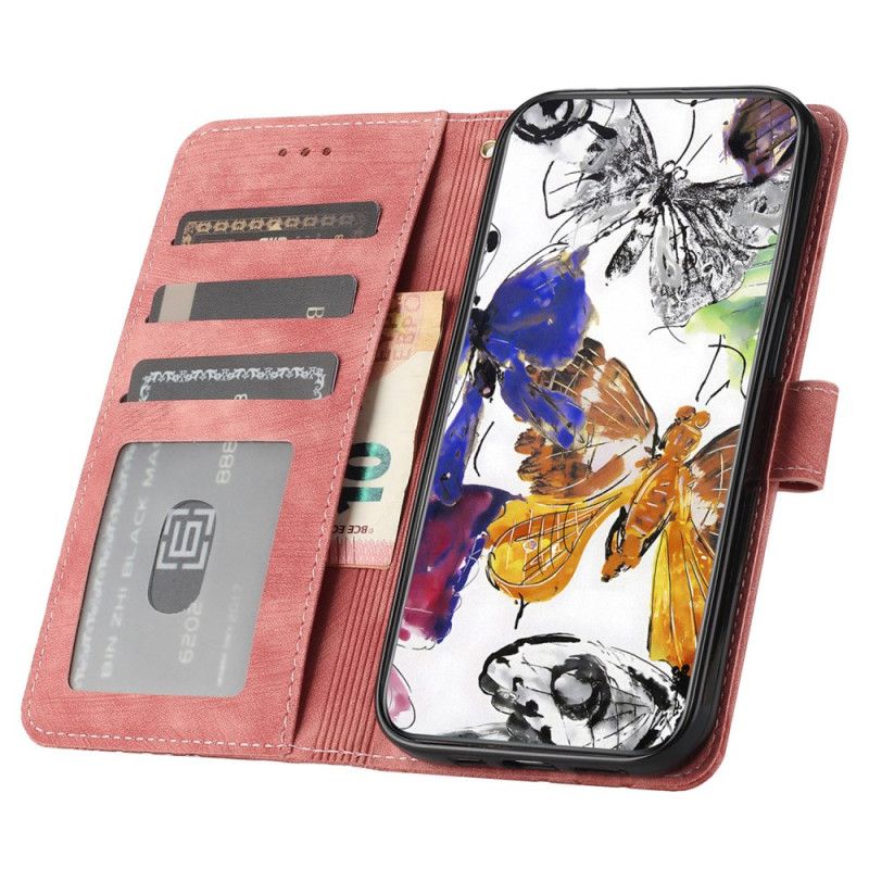 Flip Cover Til Samsung Galaxy S25 Ultra 5g Sommerfugle Med Ruskindseffekt