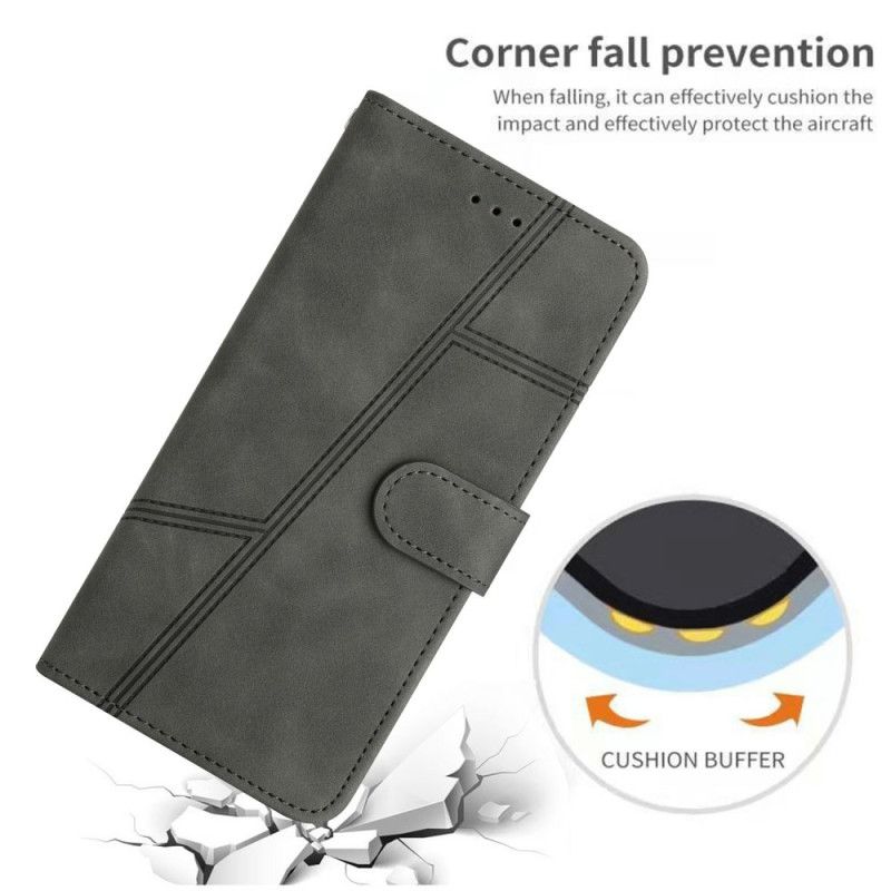 Læder Cover Samsung Galaxy S25 Ultra 5g Telefon Etui Linjer Og Rem