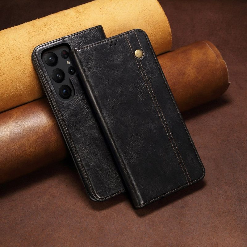 Læder Cover Samsung Galaxy S25 Ultra 5g Telefon Etui Vokset Kunstlæder