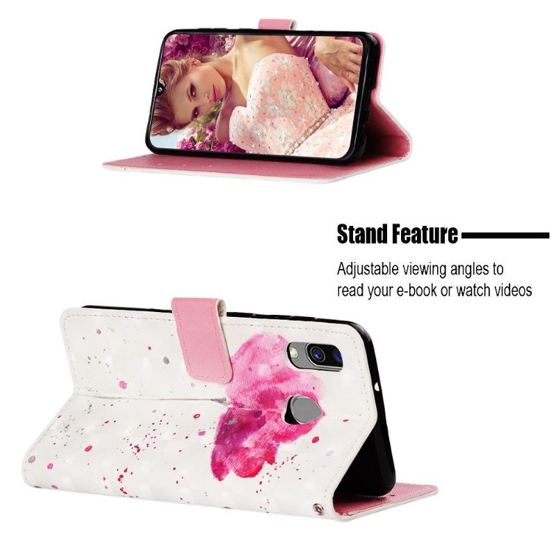 Flip Cover Samsung Galaxy A40 Lyserød Blomst
