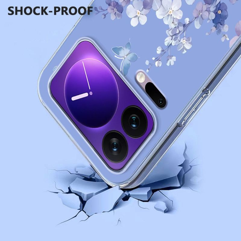 Cover Til Xiaomi 17 Pro Transparente Sommerfugle Og Blomster