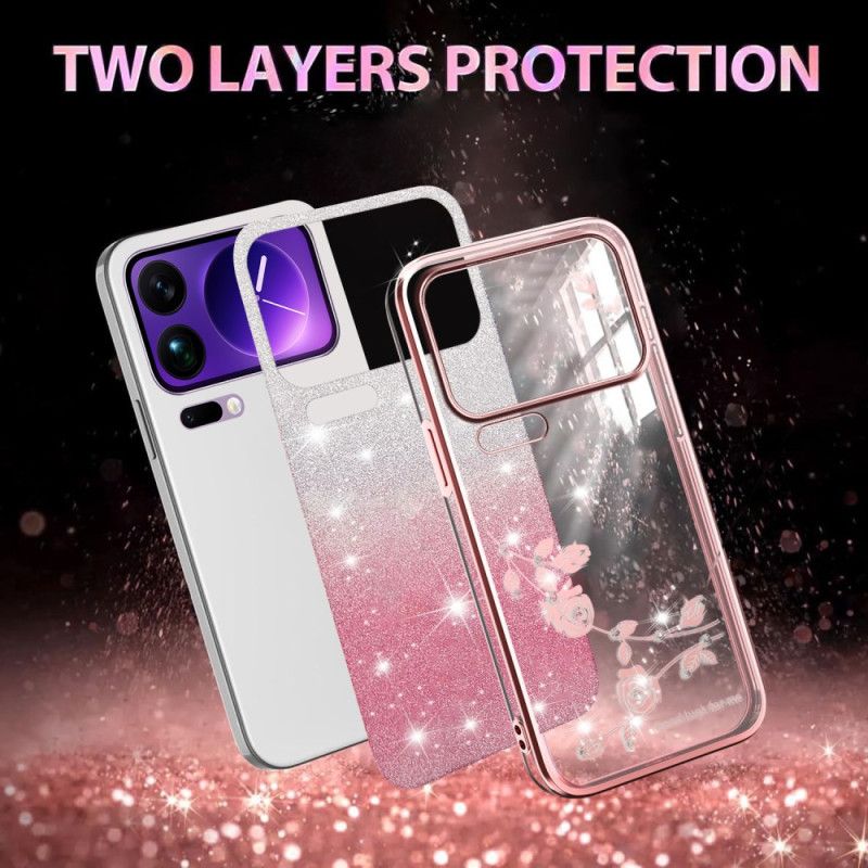 Cover Xiaomi 17 Pro Blomster Og Rhinsten