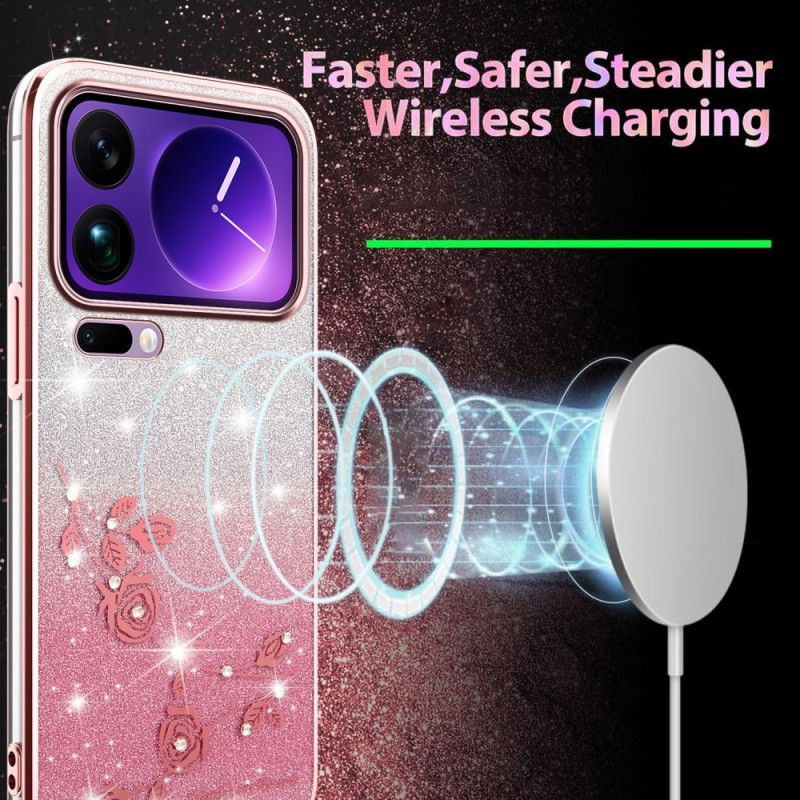 Cover Xiaomi 17 Pro Blomster Og Rhinsten