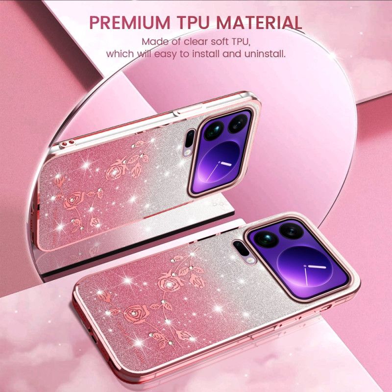 Cover Xiaomi 17 Pro Blomster Og Rhinsten