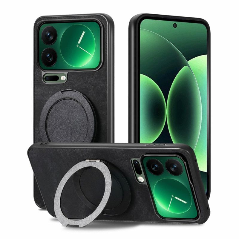 Cover Xiaomi 17 Pro Roterende Stativ Og Retro Lædertekstur