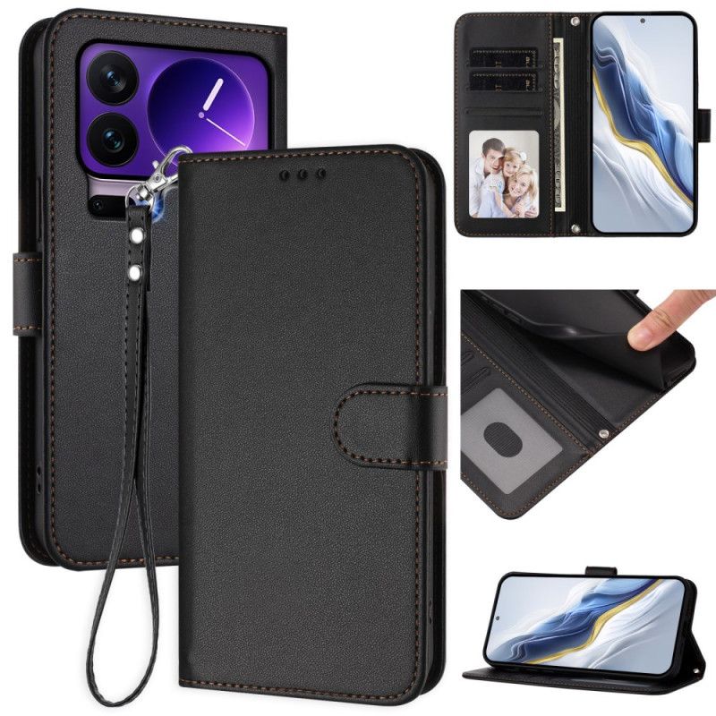 Flip Cover Til Xiaomi 17 Pro Almindelig Lædereffekt